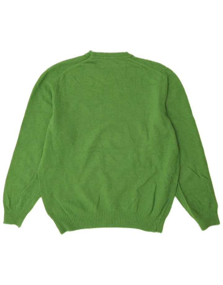 Męski sweter z okrągłym dekoltem Zara XL, zielona wełna
