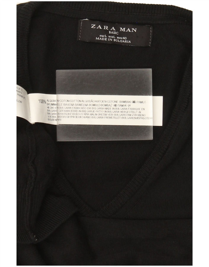 Męski podkoszulek Zara Basic z kamizelką, duży, czarny, bawełniany