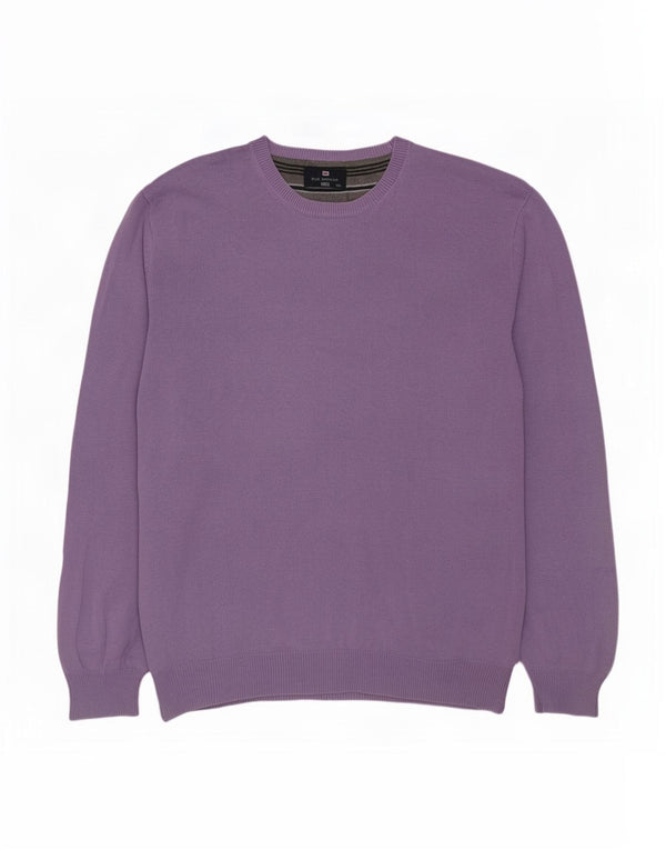 Niebieski męski sweter Marks & Spencer z okrągłym dekoltem i okrągłym dekoltem, 2XL, fioletowy
