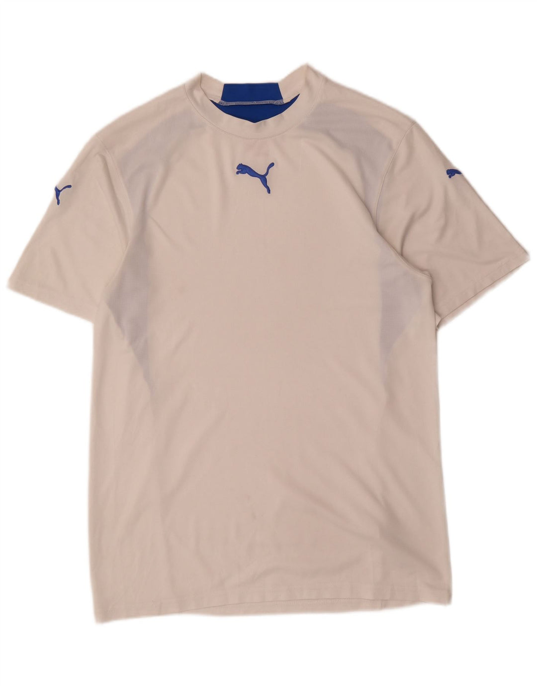 Męska koszulka Puma Top, mała, biała, z blokami kolorów, poliestrowa