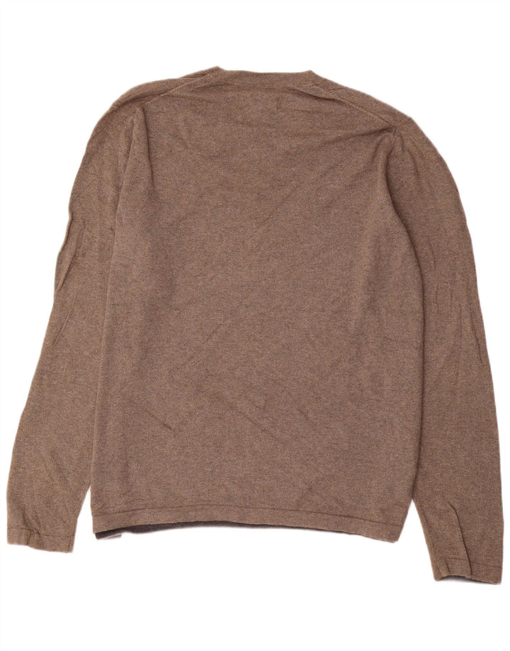 EDDIE BAUER Męski sweter z dekoltem w kształcie litery V, duży, szary, bawełniany