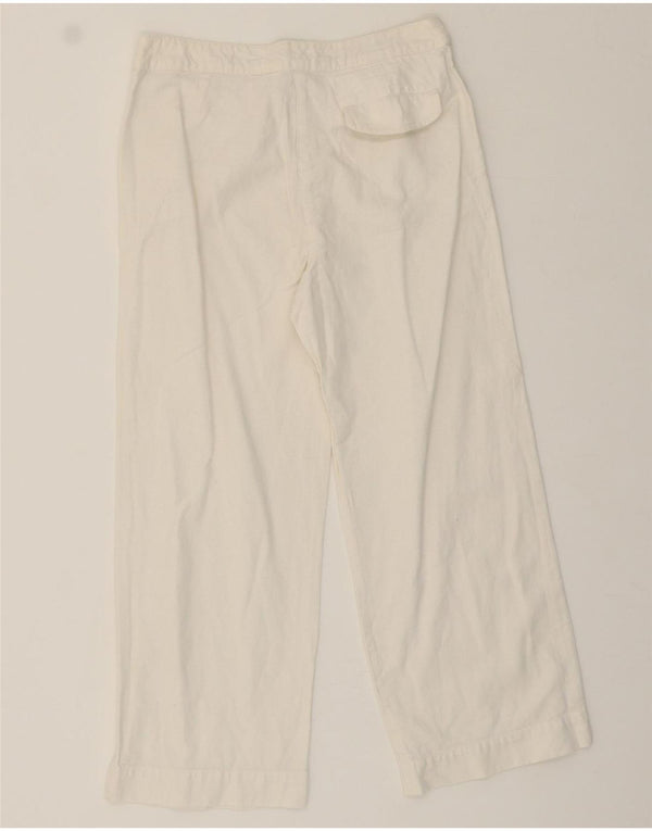 ARMANI Womens Loose Fit Cropped Trousers UK 8 Small W26 L23 White Linen