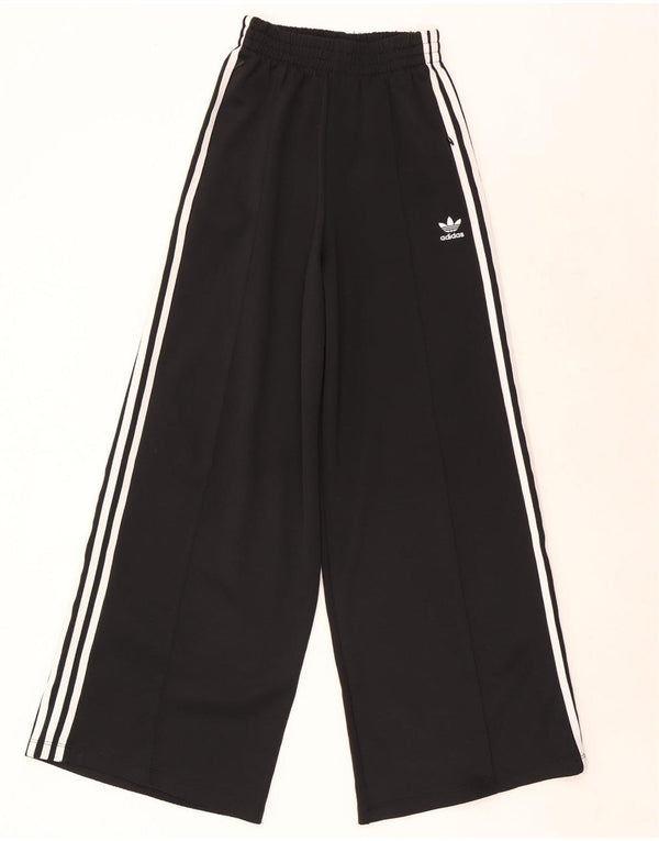 Damskie spodnie dresowe Adidas z szerokimi nogawkami UK 6 XS, czarny poliester