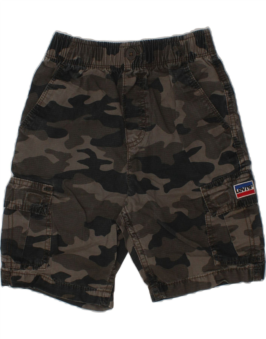 LEVI'S Boys Cargo Shorts 7-8 Years W24 Grey Camouflage Cotton Vintage Levi's and Second-Hand Levi's from Messina Hembry 