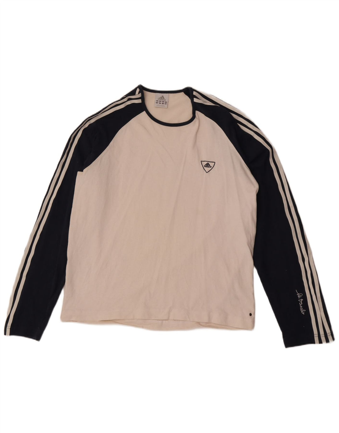 Adidas Męska koszulka z długim rękawem XL, biała, bawełniana z blokami kolorów