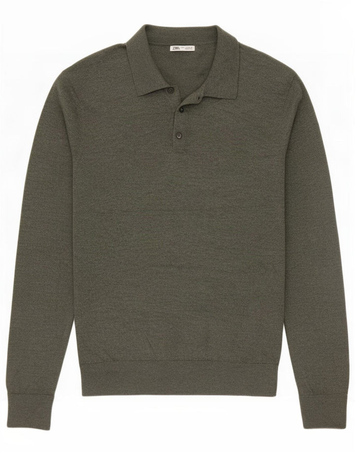 Męski sweter z golfem Zara, średni khaki