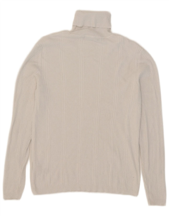 Marks & Spencer Damski sweter z golfem UK 12 Średnio-biała wiskoza