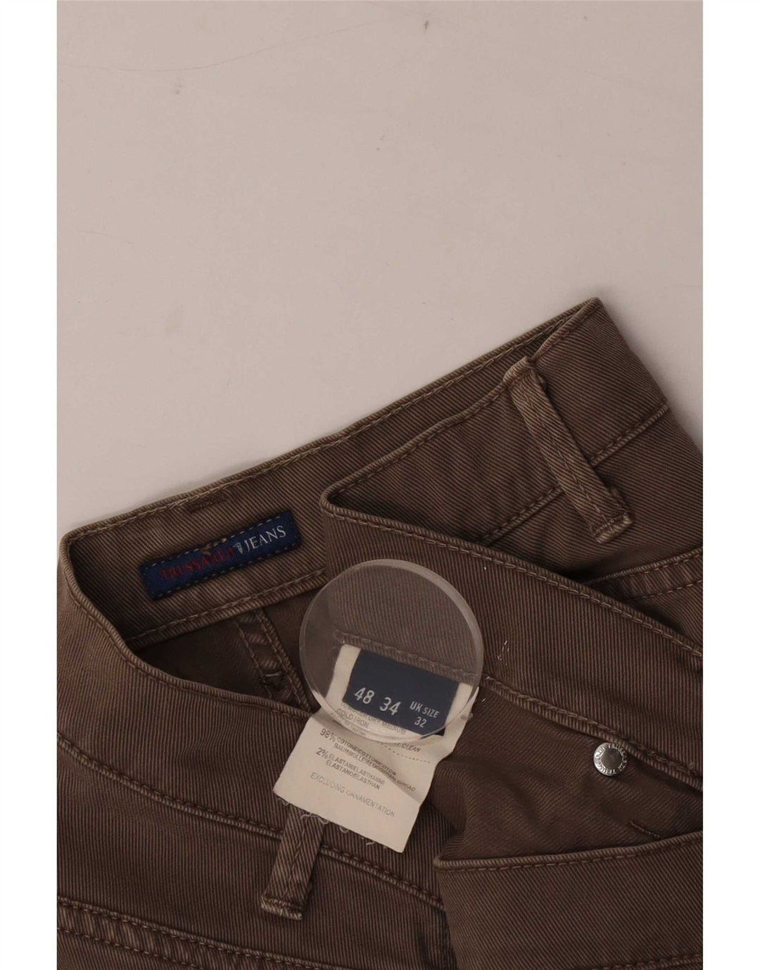 Męskie proste dżinsy Trussardi W32 L33 Brązowa bawełna