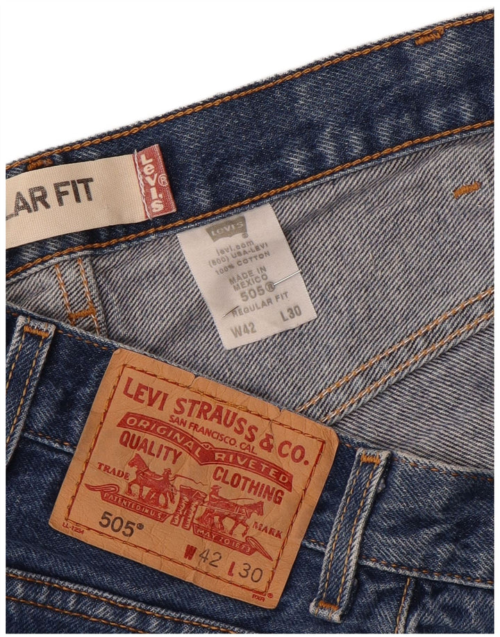 Męskie jeansy Levi's 505 o regularnym kroju W42 L30 Niebieska bawełna