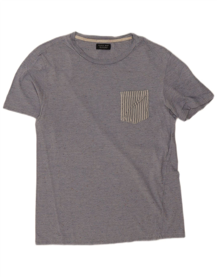 Męski T-shirt Zara, mały, niebieski nakrapiany