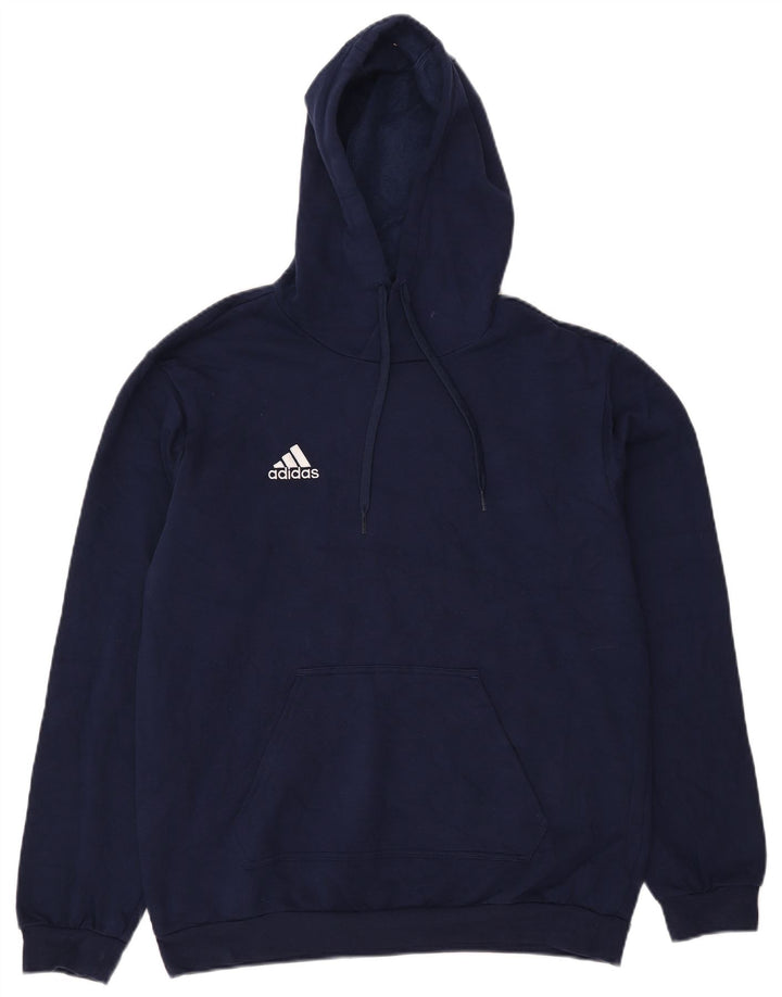 Męska bluza z kapturem Adidas, średnia, granatowa, bawełniana
