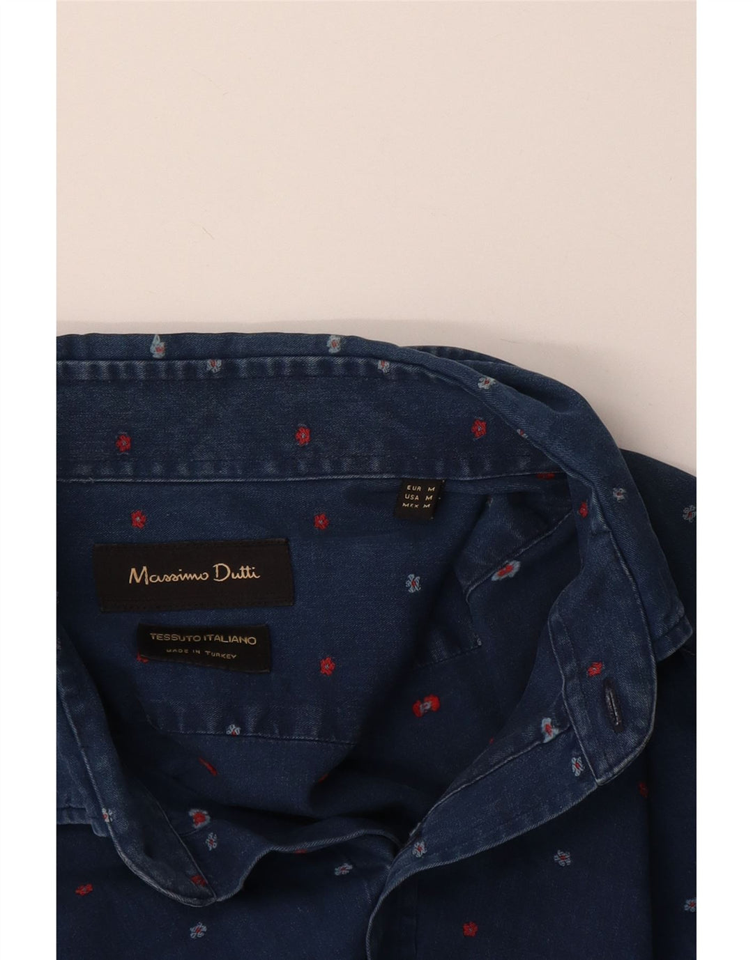 Męska koszula dżinsowa Massimo Dutti w kolorze średniego granatu w kwiaty