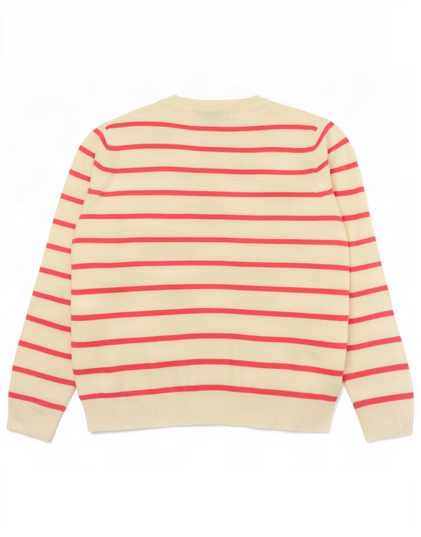 Marks & Spencer Damski sweter z dekoltem w kształcie litery V, UK 14, średni różowy w paski