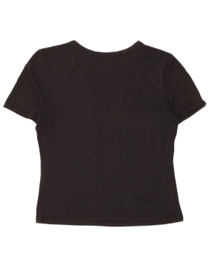 Damski krótki t-shirt Zara UK 12, średni czarny modal