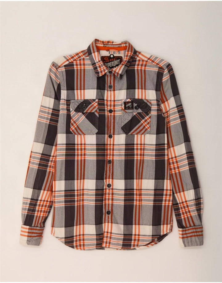 Superdry Męska koszula flanelowa, duża, wielobarwna krata, bawełniana