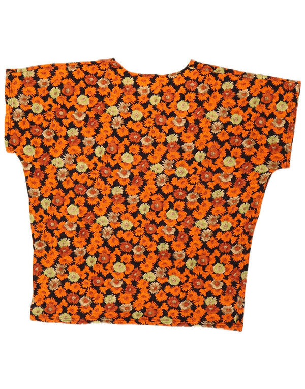 T-shirt damski VINTAGE Top UK 18 XL, wielokolorowa, bawełniana w kwiaty