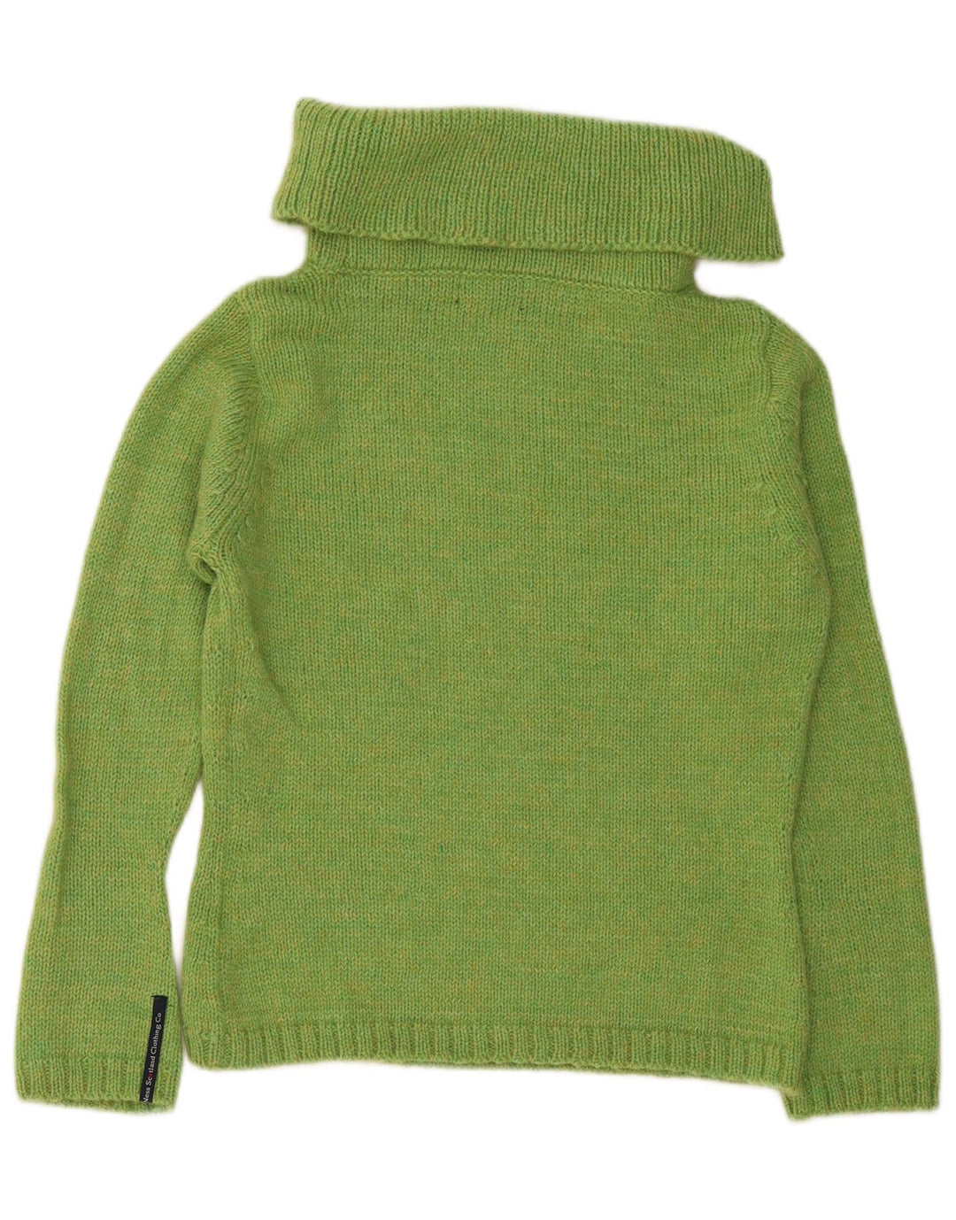 Damski sweter z golfem Ness UK 14, duży, zielony, wełniany
