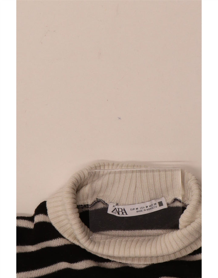 Sweter damski Zara z golfem UK 14, średnie czarne paski