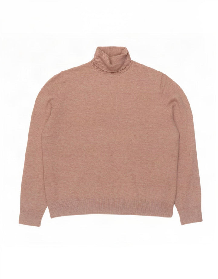 Marks & Spencer Damski sweter z golfem, UK 14, średni różowy poliester