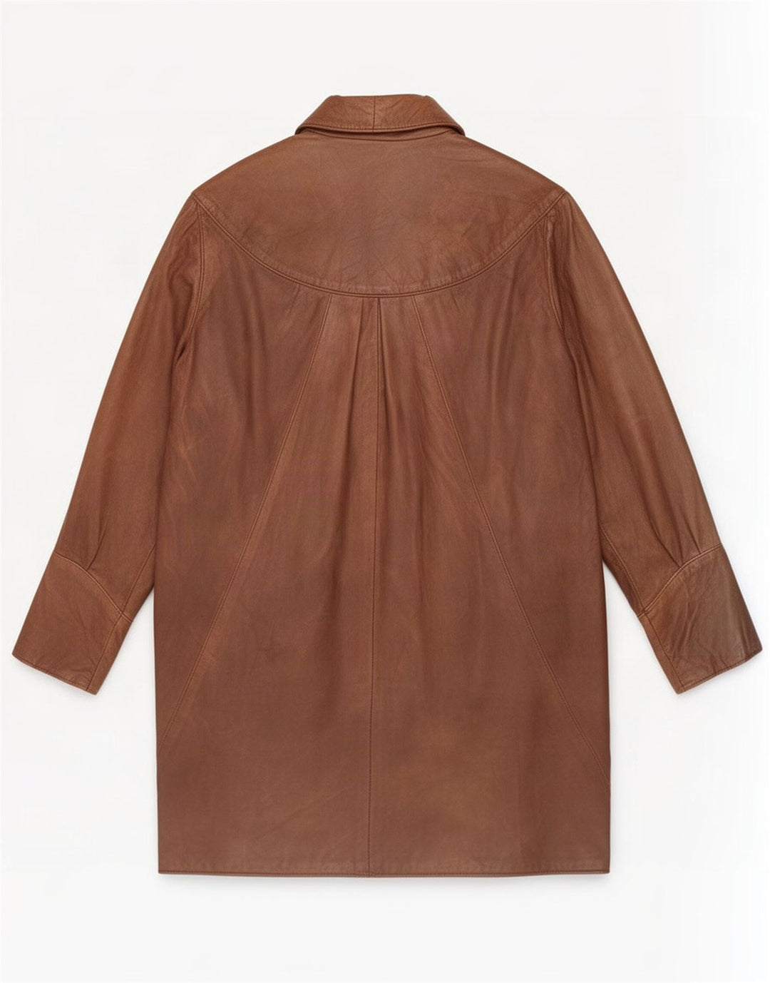 Vintage damski płaszcz skórzany Batwing UK 16, duży brązowy