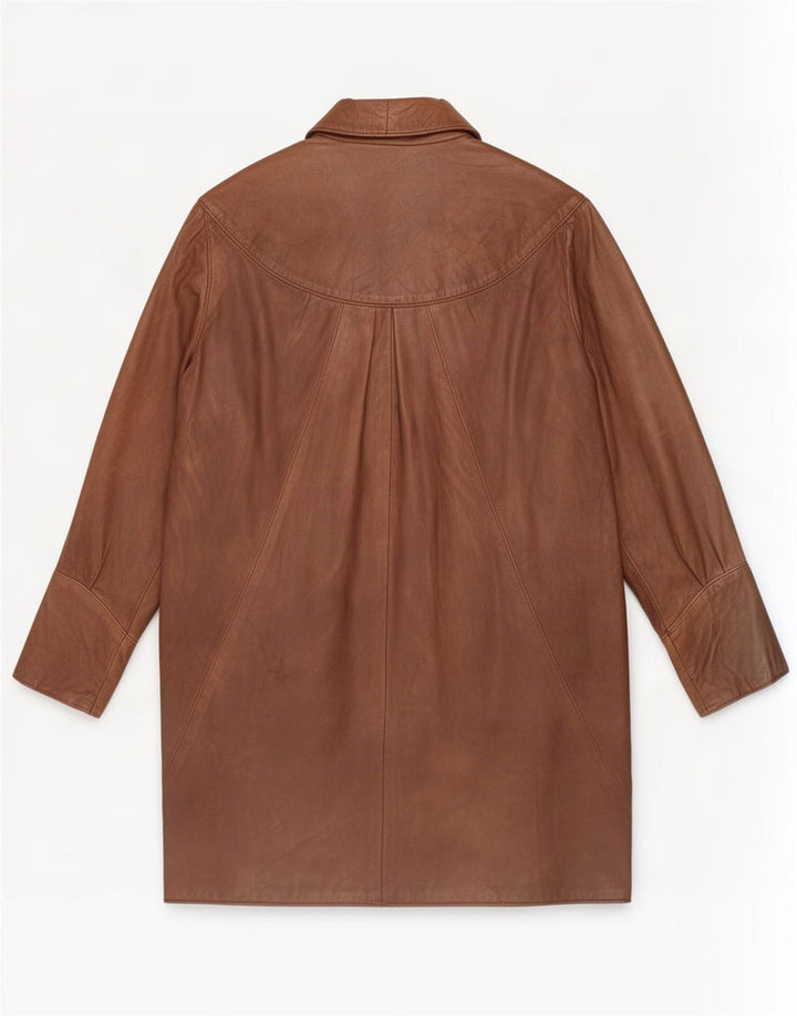 Vintage damski płaszcz skórzany Batwing UK 16, duży brązowy