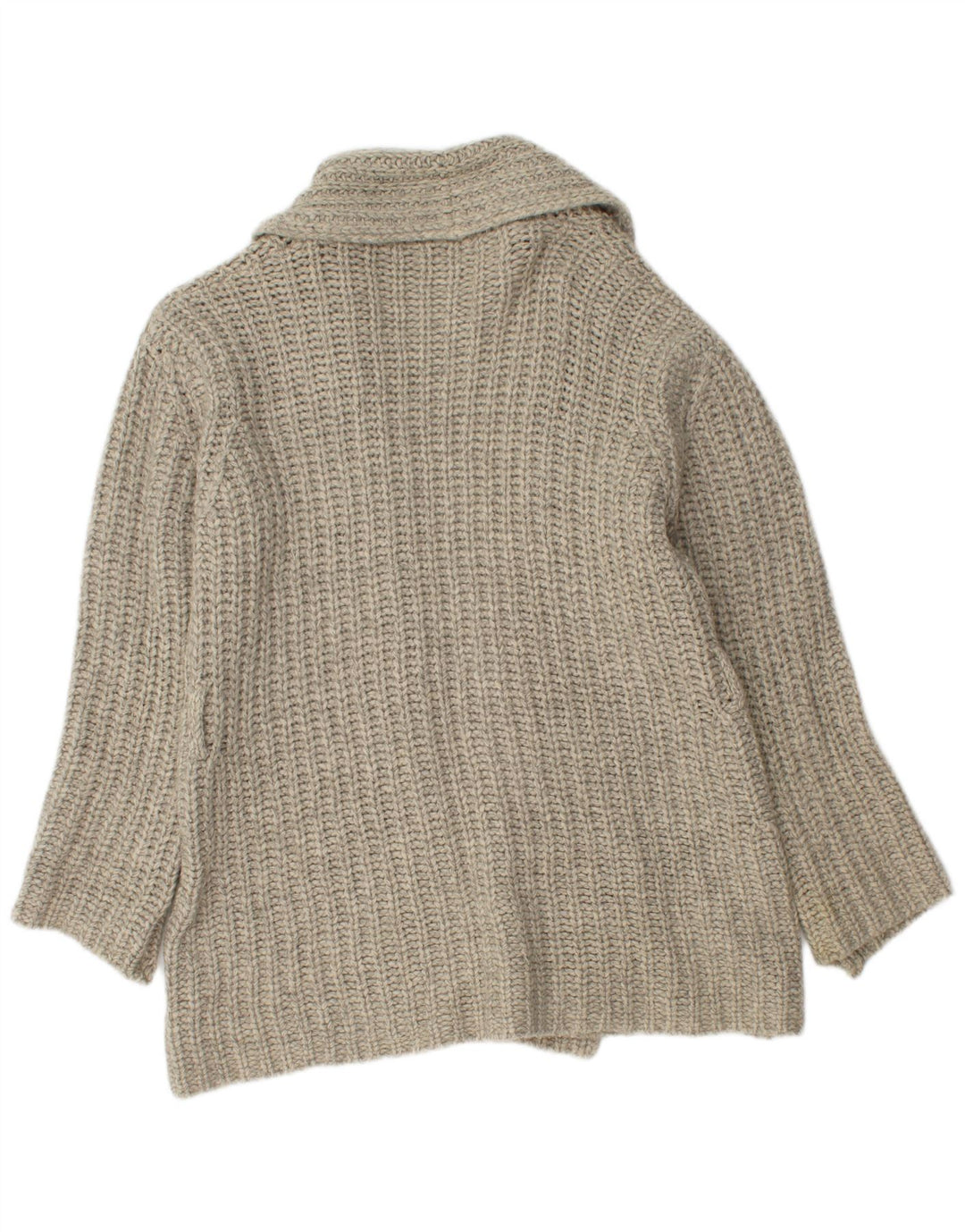 Sweter damski Benetton Open Cardigan UK 14 Średni szary wełniany