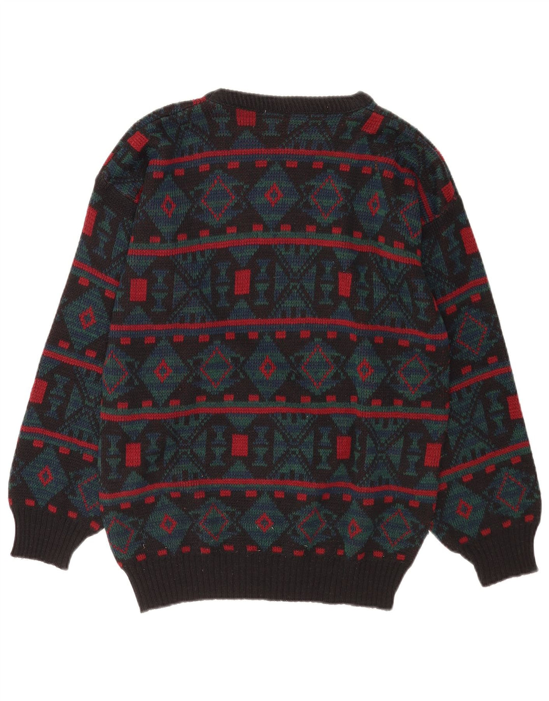 Vintage męski sweter z okrągłym dekoltem, średnio szary, geometryczny
