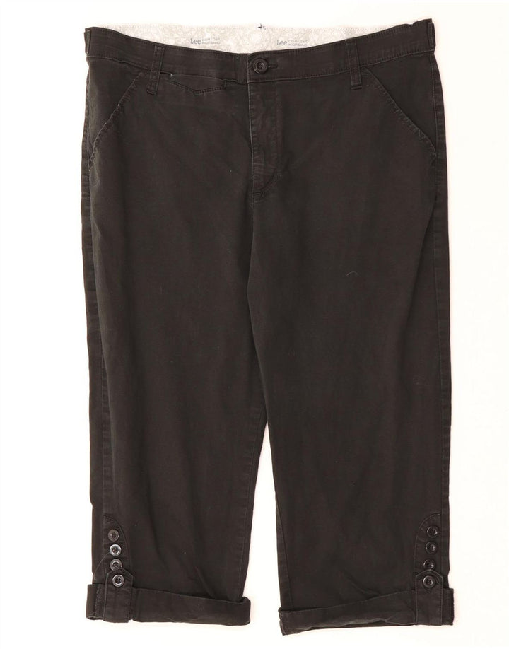 Spodnie damskie LEE Straight Capri US 14 XL W34 L18 Czarna bawełna