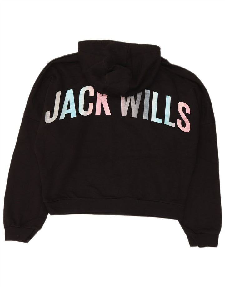 JACK WILLS Dziewczęcy, oversize'owy sweter z kapturem i grafiką, 14-15 lat, czarny