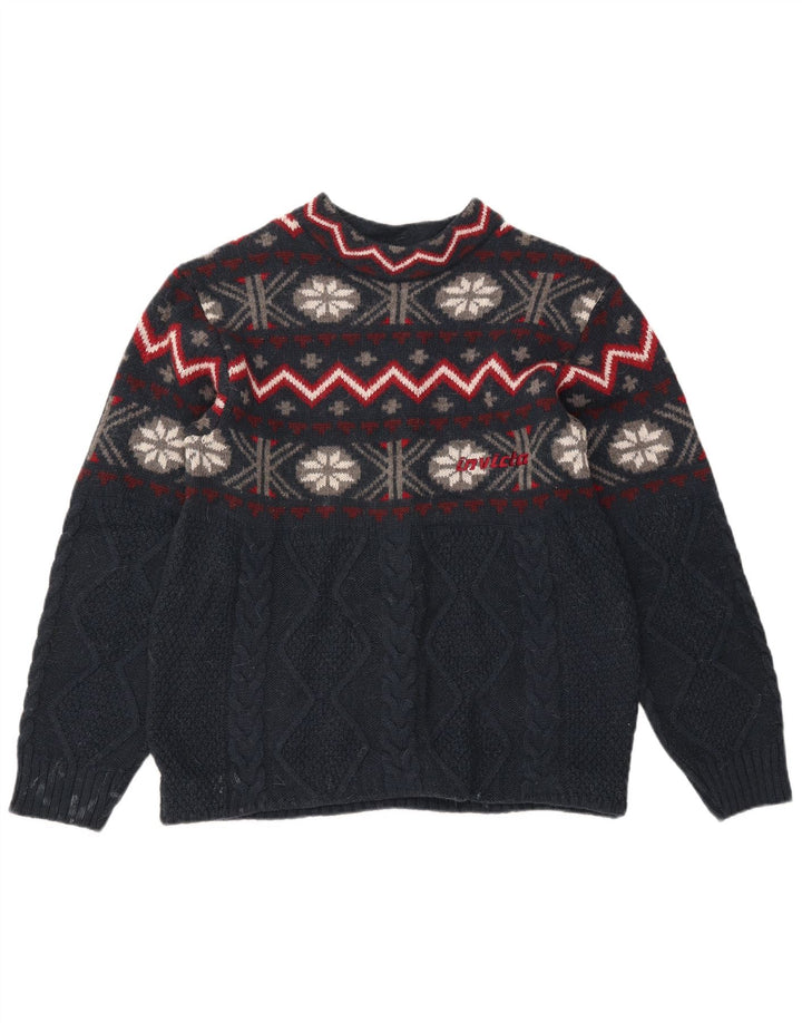 Męski sweter z okrągłym dekoltem Invicta, średni granatowy Fair Isle