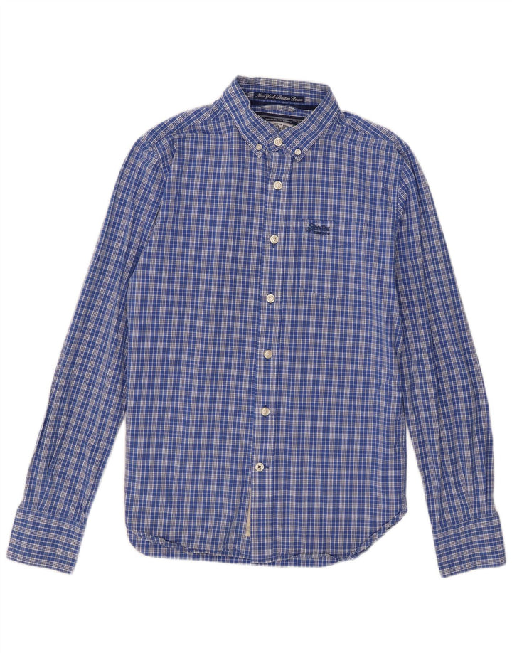 Koszula męska Superdry, bawełniana, w średnią niebieską kratkę