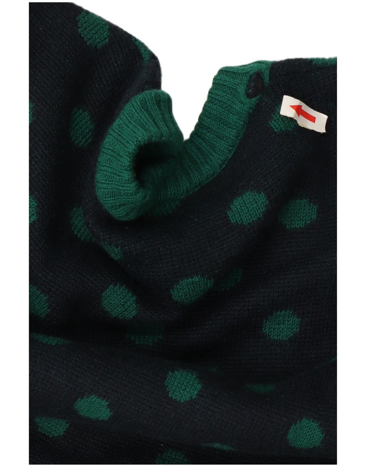 Sweter damski w stylu vintage, UK 14, średni granatowy, wełniany w kropki