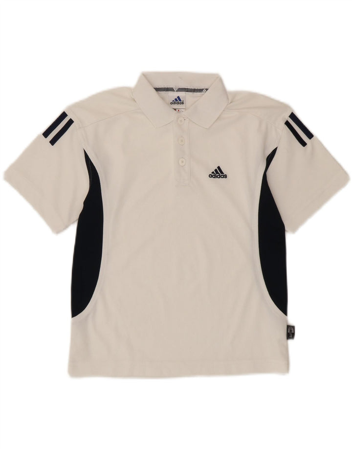 Chłopięca koszulka polo Adidas Climalite 7-8 lat Biały poliester z blokami kolorów