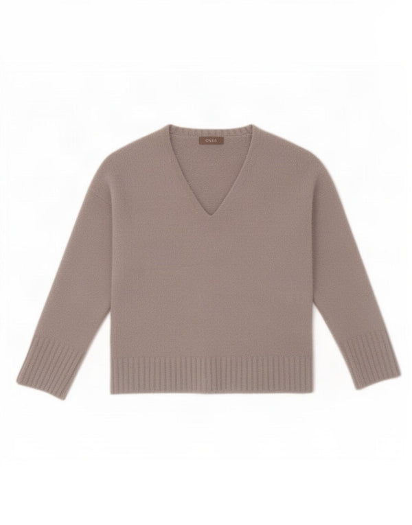 Damski sweter oversize Oasis z dekoltem w kształcie litery V, UK 10, mały, szary poliamid