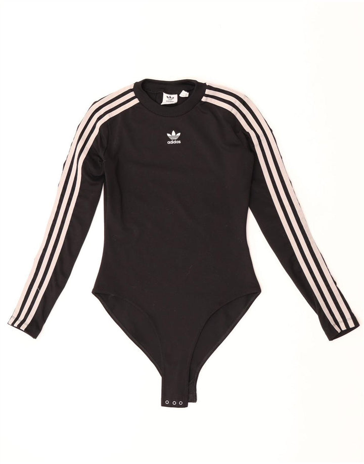 Damskie body z długim rękawem Adidas UK 8, małe, czarne, poliestrowe