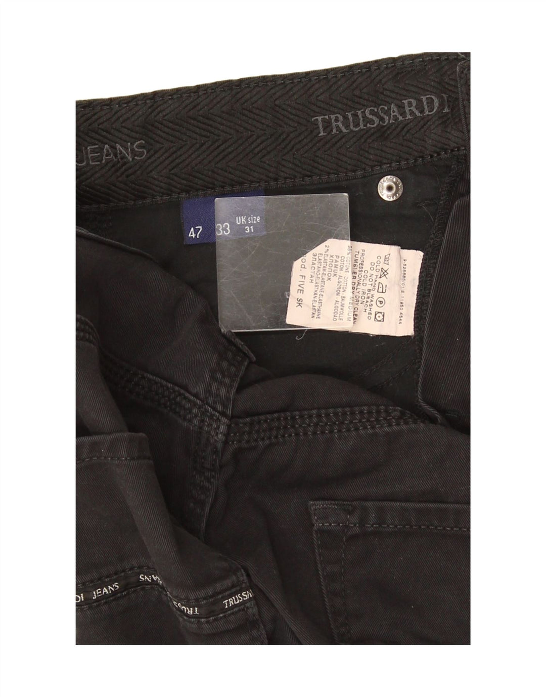 Męskie proste dżinsy Trussardi W31 L31 Czarne bawełniane