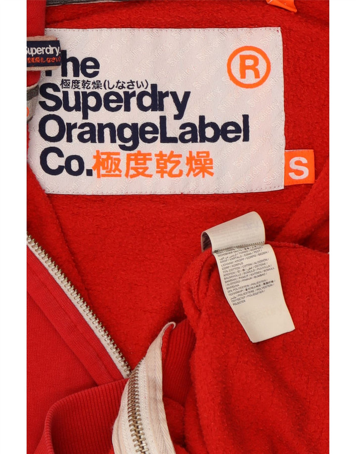 Męski sweter z kapturem i zamkiem błyskawicznym Superdry, mały, czerwony, bawełniany