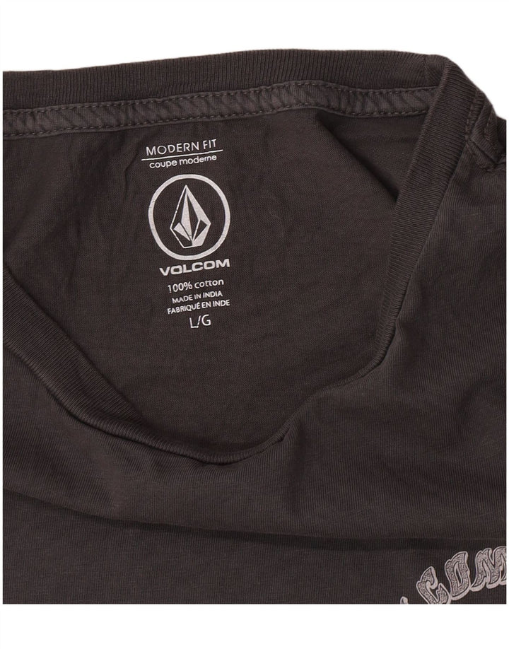 Męski T-shirt z grafiką o nowoczesnym kroju Volcom, duży, szary, bawełniany