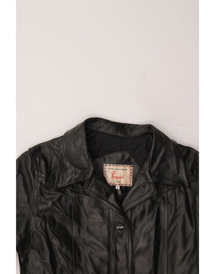 BAYSIDE Womens Oversized Leather Coat UK 10 Small Black Leather Vintage Bayside and Second-Hand Bayside from Messina Hembry 