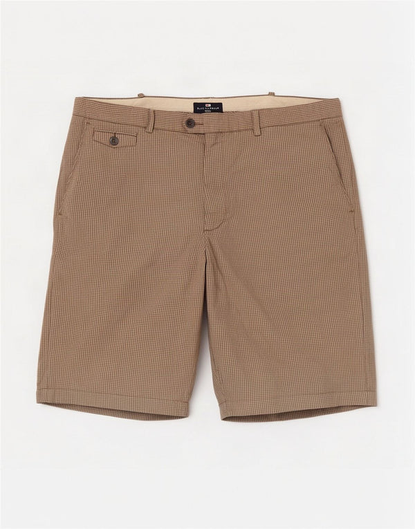 Marks & Spencer Męskie spodenki chino Blue Harbor W40 XL, khaki, bawełniana kratka