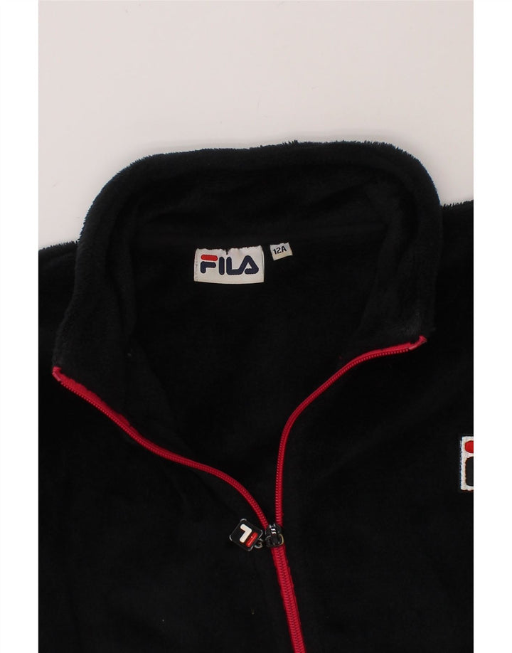 FILA Girls Fleece Jacket 11-12 Years Black Polyester Vintage Fila and Second-Hand Fila from Messina Hembry 