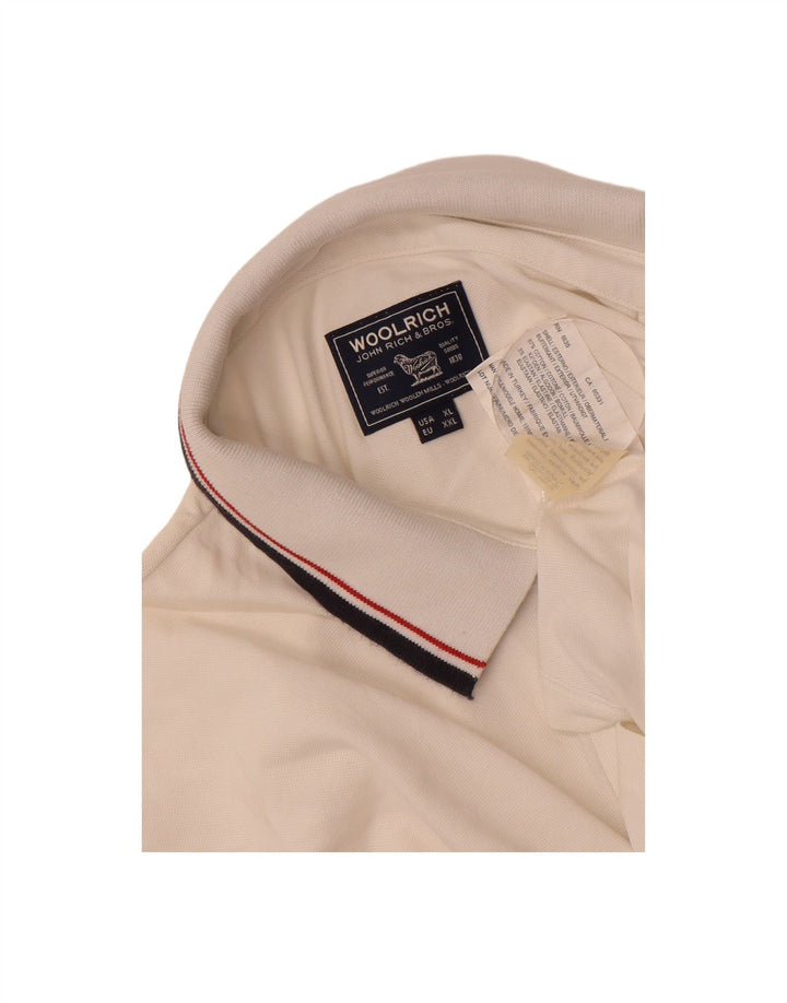 WOOLRICH Mens Polo Shirt XL White Cotton