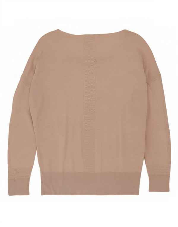 Jigsaw Womens Oversized Boat Neck Jumper Sweater UK 10 Small Beige Viscose