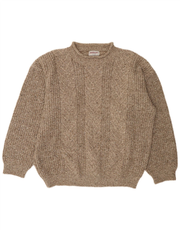 Męski sweter z okrągłym dekoltem BERTO LUCCI XL w szare paski