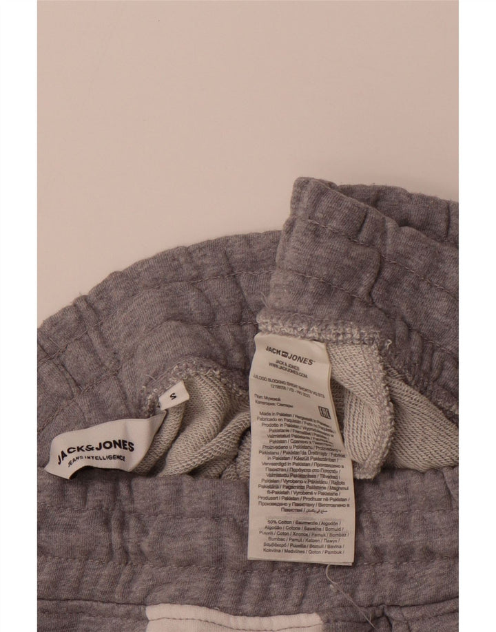 Męskie spodenki sportowe JACK & JONES z grafiką, małe, szare, bawełniane z blokami kolorów