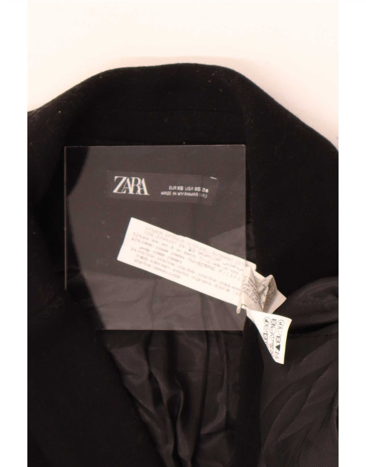 Dwurzędowy płaszcz damski Zara UK 6 XS, czarna wełna