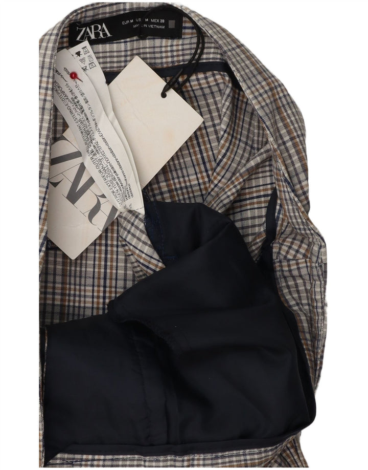 Spodnie damskie Zara Slim Chino Medium W30 L27 Szara wiskoza w kratę