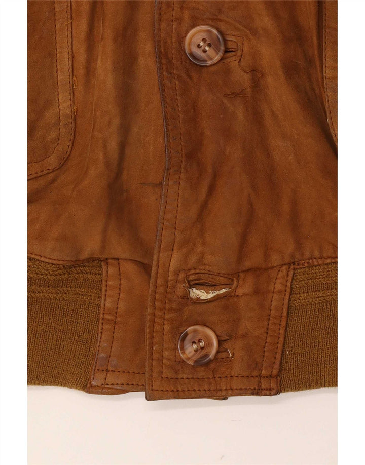 Vintage męska zamszowa kurtka bomber UK 36 mała brązowa skóra