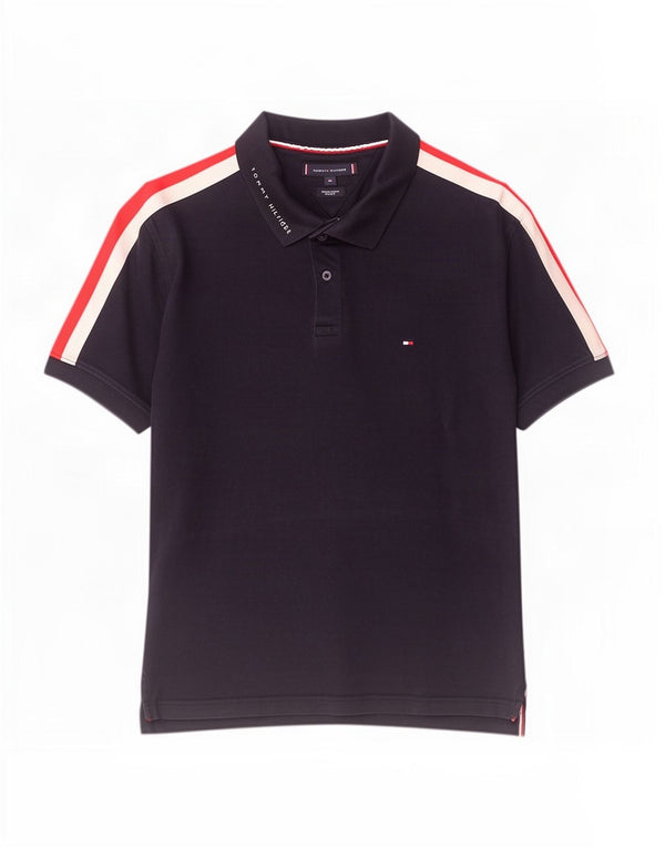 Męska koszulka polo Tommy Hilfiger o regularnym kroju XL, granatowa, bawełniana w bloki kolorów