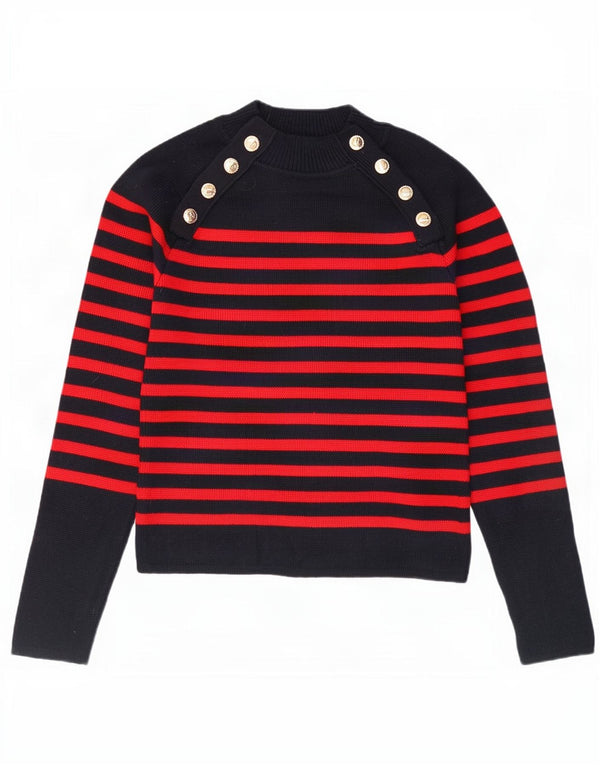 Damski sweter z golfem Zara UK 10 w małe granatowe paski